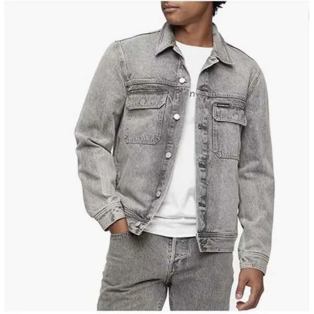 Calvin Klein men's Denim Trucker Jean Jacket - Size Medium M - Palmer Grey